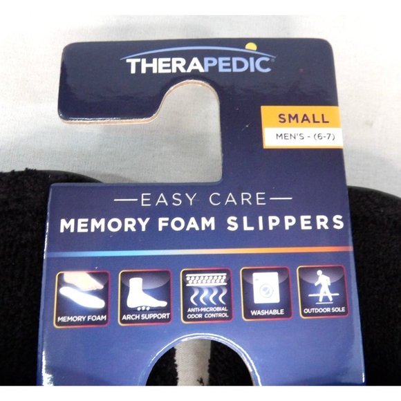 Thera Pedic Men's Memory Foam Slippers SM 6-7  NWT - Picture 3 of 3